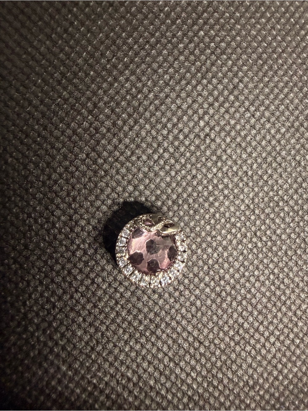 Retired Pandora "Radiant Hearts" Charm with blush pink Crystal & Clear CZ